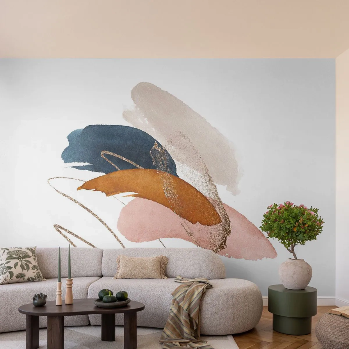 Photo Wallpaper Premium Sand - Composition with Wings - Abstraction, Piece, Design - 100x70 cm