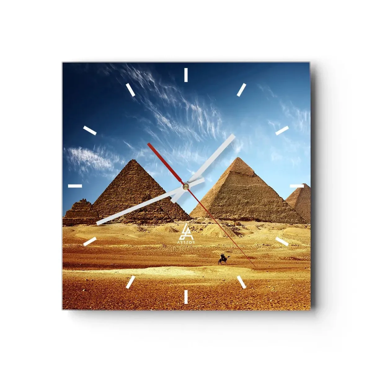 Wall clock - Clock on glass - 40 Centuries Looking at Us - 30x30 cm