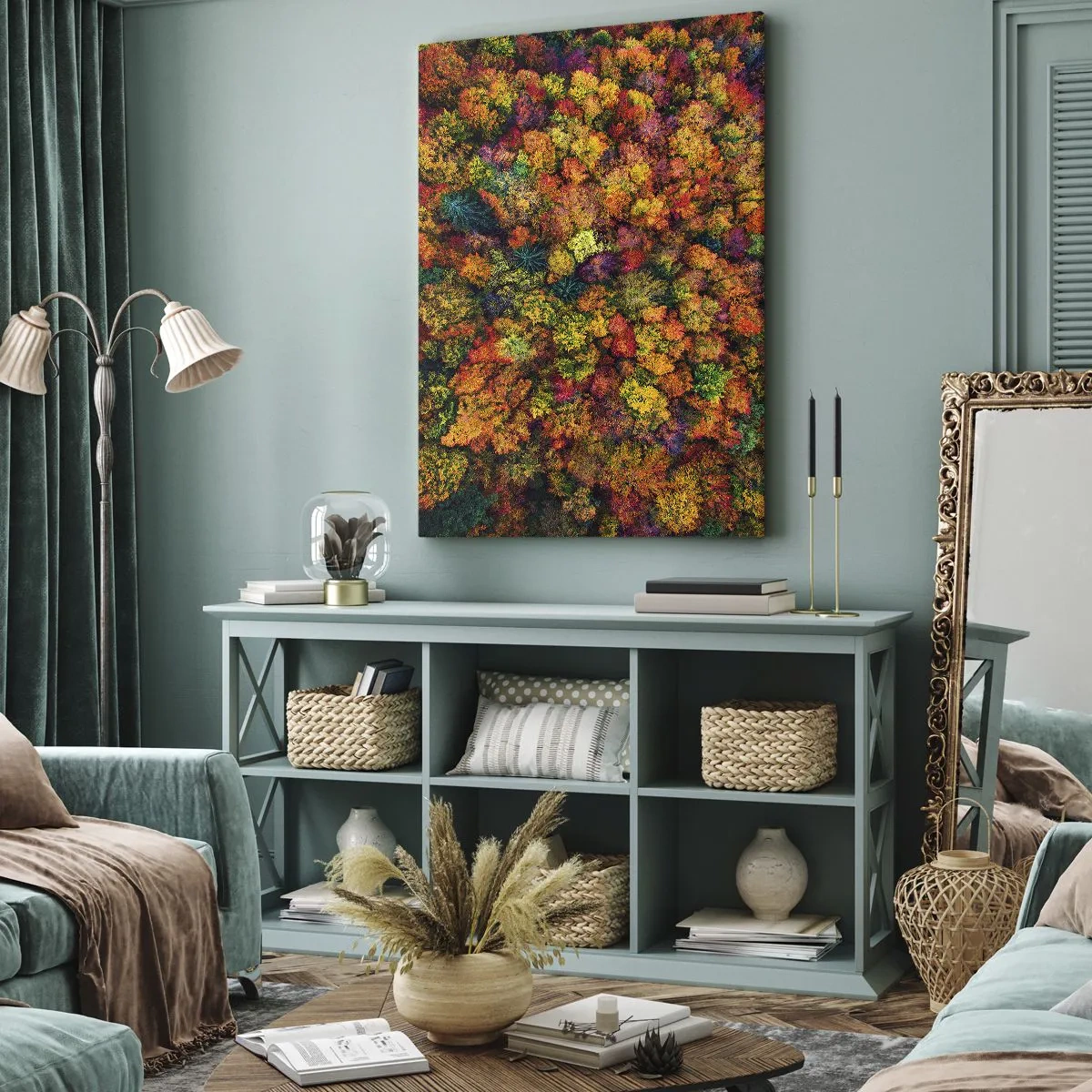 Canvas picture - Bouquet of Autumn Flowers - 45x80 cm