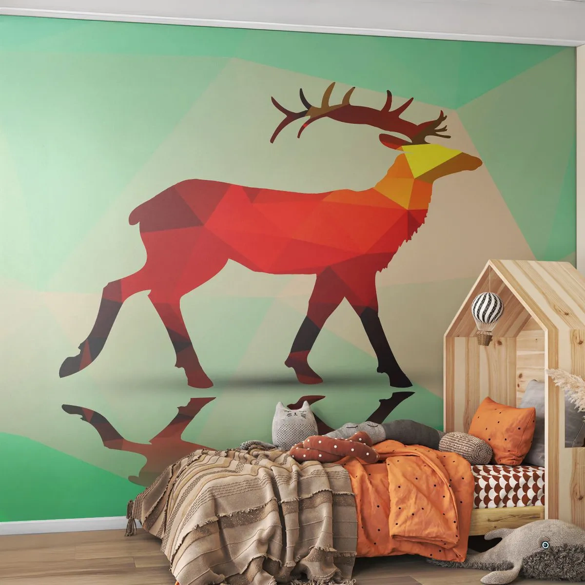 Self-Adhesive Photo Wallpaper Deluxe Sticker - Geometrical Deer - Animals, Deer, Geometric Figure - 250x175 cm