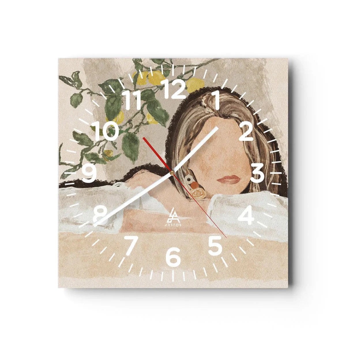 Wall clock - Clock on glass - Beauty of the South - 40x40 cm