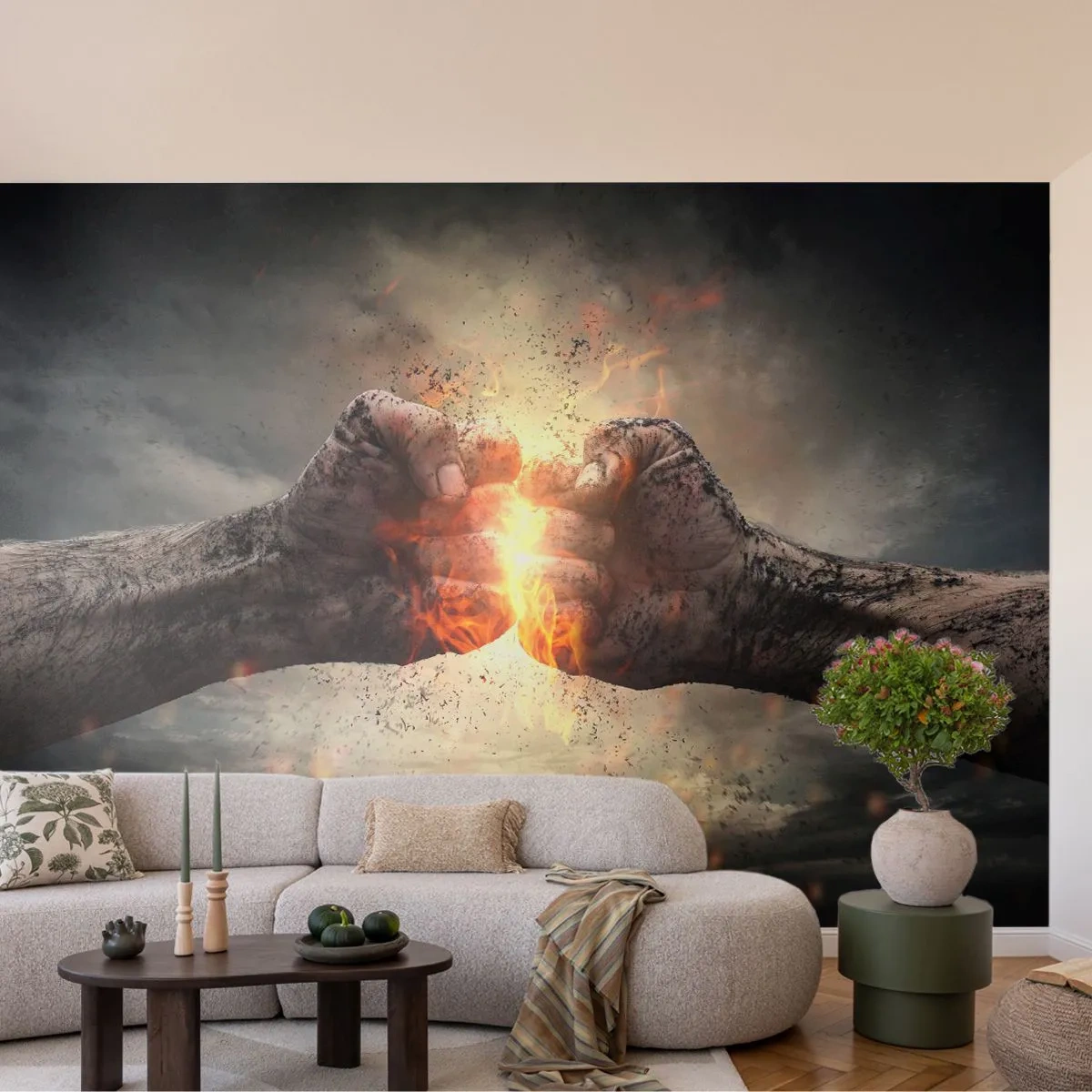 Self-Adhesive Photo Wallpaper Deluxe Sticker - Stand Up and Fight - Abstraction, Clenched Hand, Force - 350x256 cm