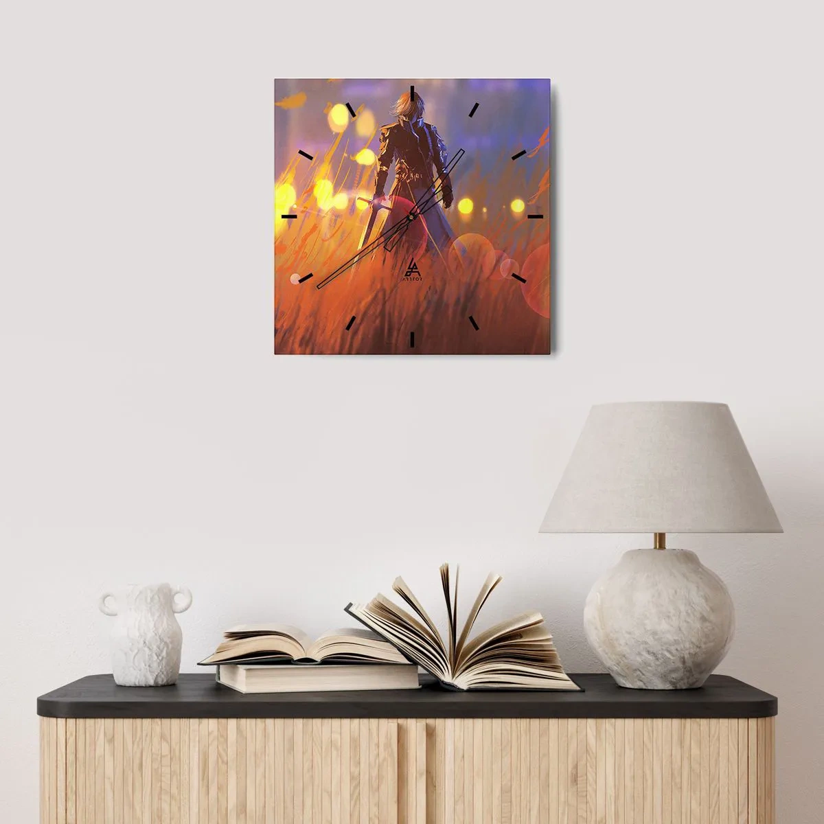 Wall clock - Clock on glass - Knight-errant - 30x30 cm