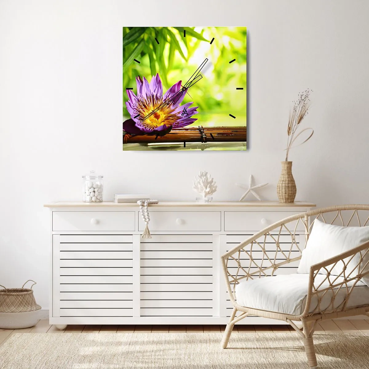 Wall clock - Clock on glass - In the Asian Sun - 30x30 cm