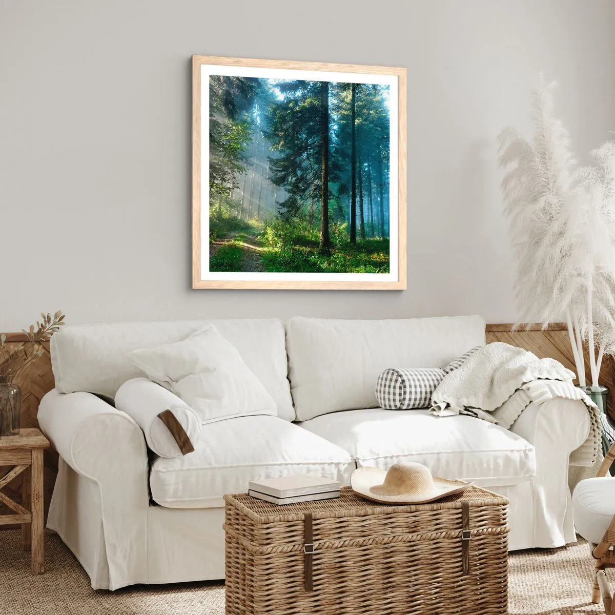 Poster in light oak frame - Radiant at Dawn - 50x50 cm