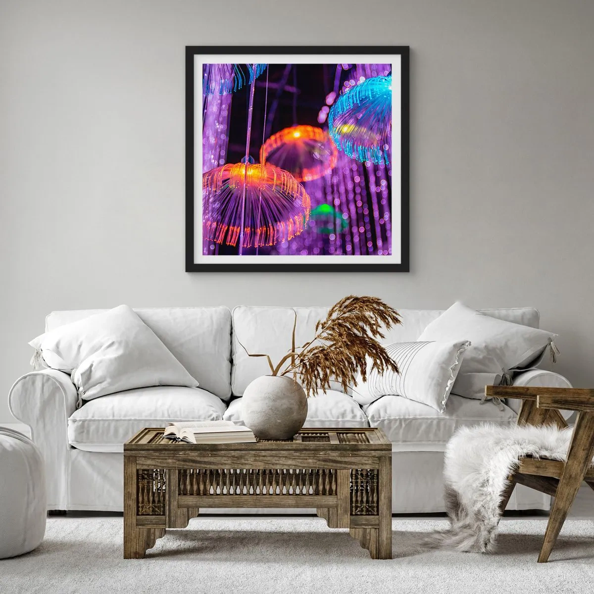 Poster in black frame - Light Fountain - 40x40 cm