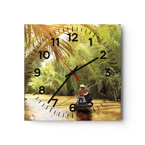 Wall clock - Clock on glass - Through a Palm Ravine - 40x40 cm