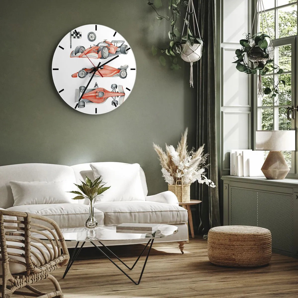 Wall clock - Clock on glass - Race for the Dreams - 40x40 cm