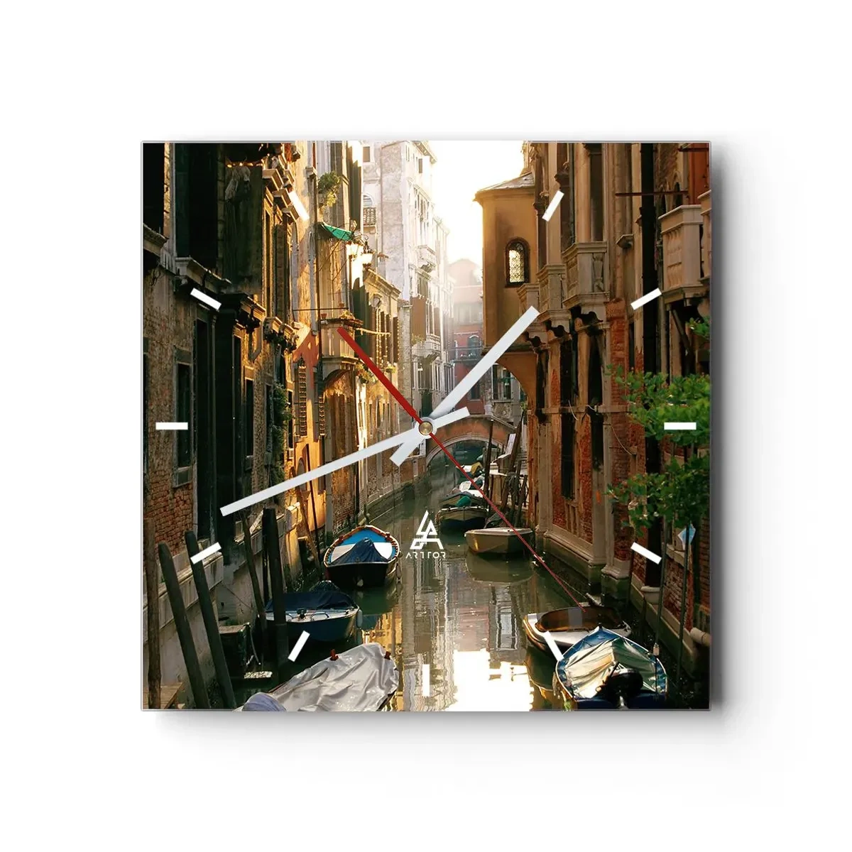 Wall clock - Clock on glass - In a Venetian Alley - 40x40 cm