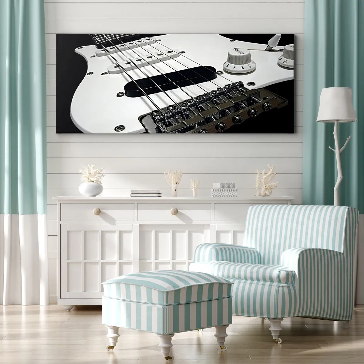 Canvas picture - Sound Hidden in White - 100x40 cm