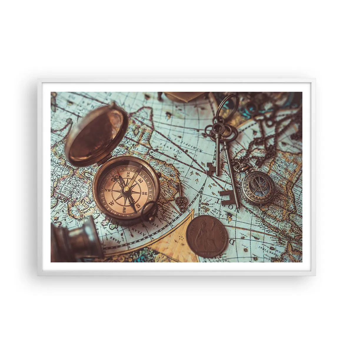 Poster in white frmae - For Adventurers - 100x70 cm