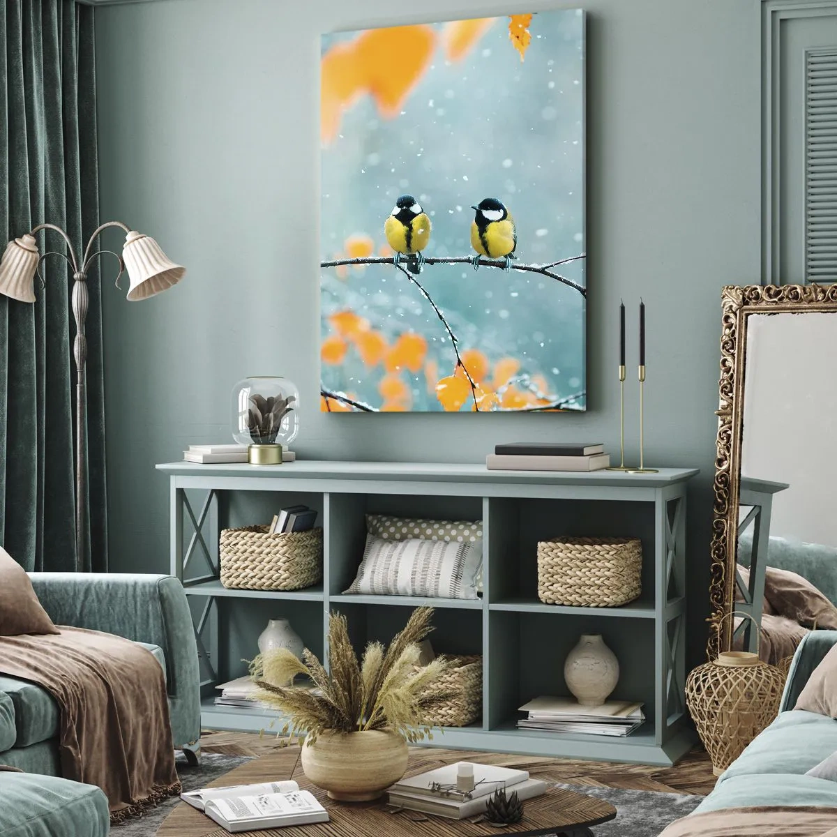 Canvas picture - Birdy Gossip - 45x80 cm