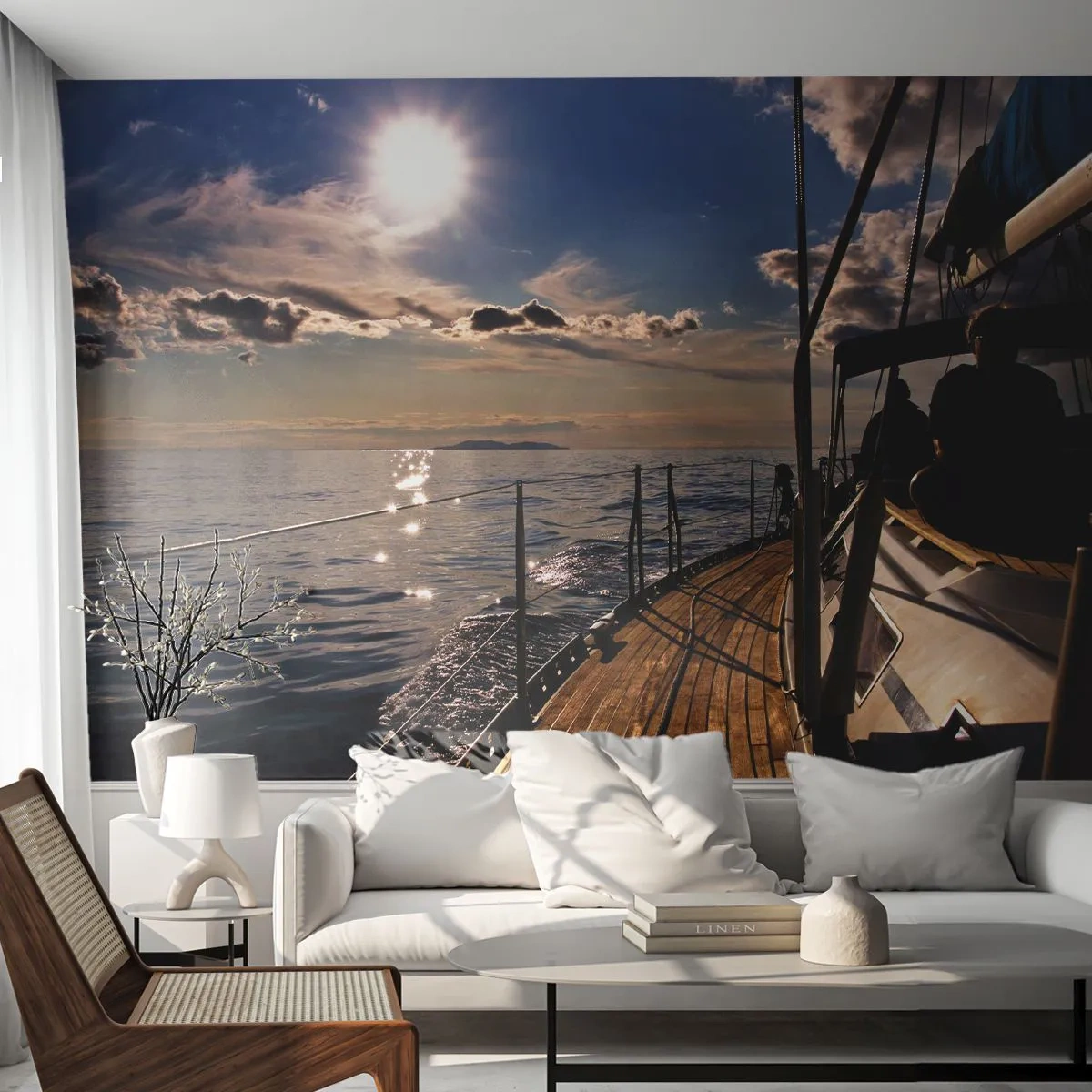 Photo Wallpaper Premium Sand - Under the Sails towards the Sun - Nautical, Yacht, Sea - 100x70 cm