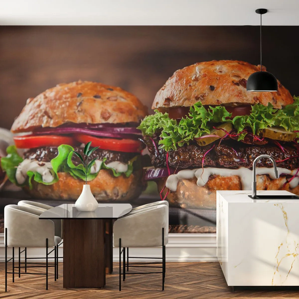 Photo Wallpaper Standard Eco - American Dream - Gastronomy, Hamburger, Culinary - 400x280 cm