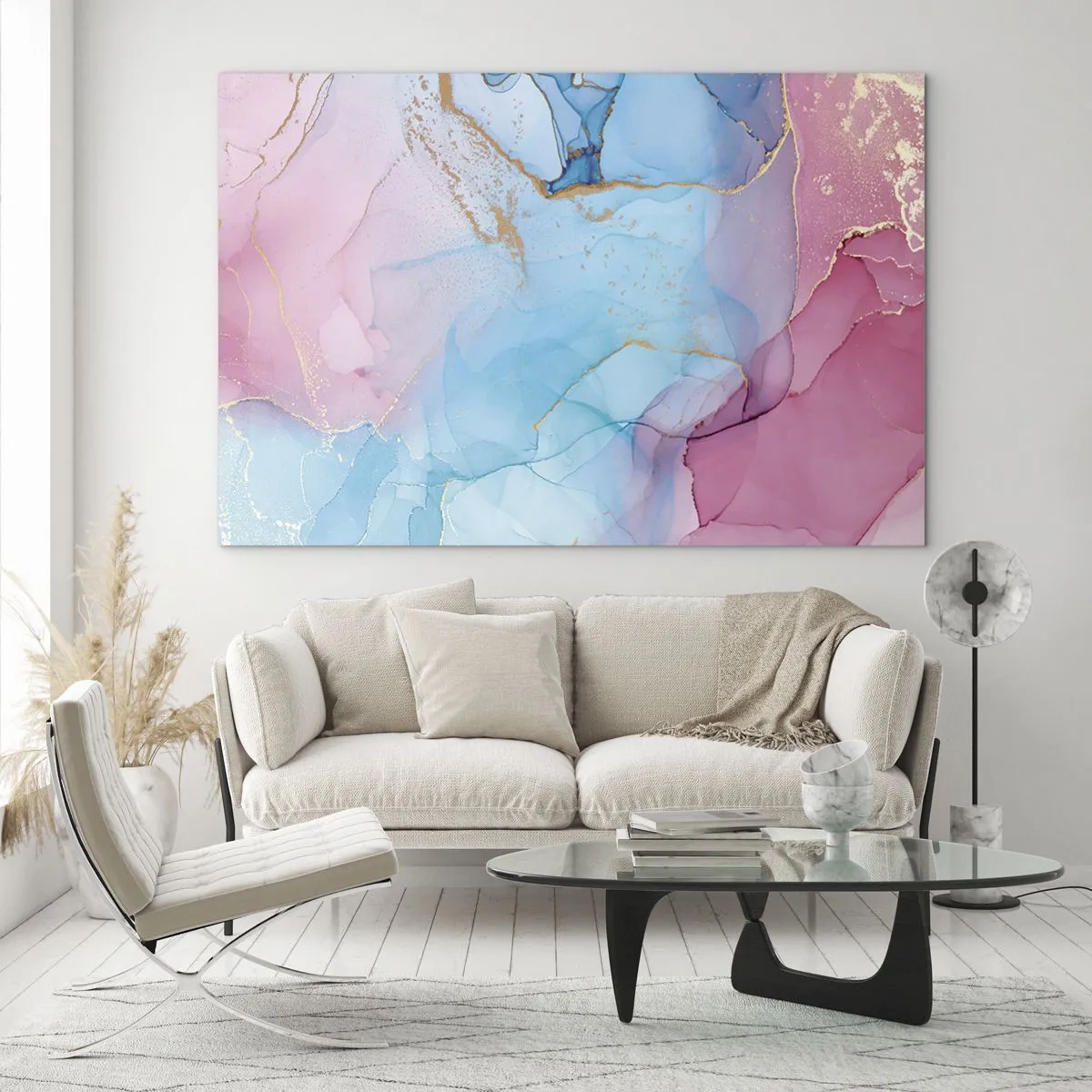 Glass picture - Meeting and Interpenetration - 70x50cm - Encounter and Permeation - Modern wall decoration for the living room and bedroom ARTTOR