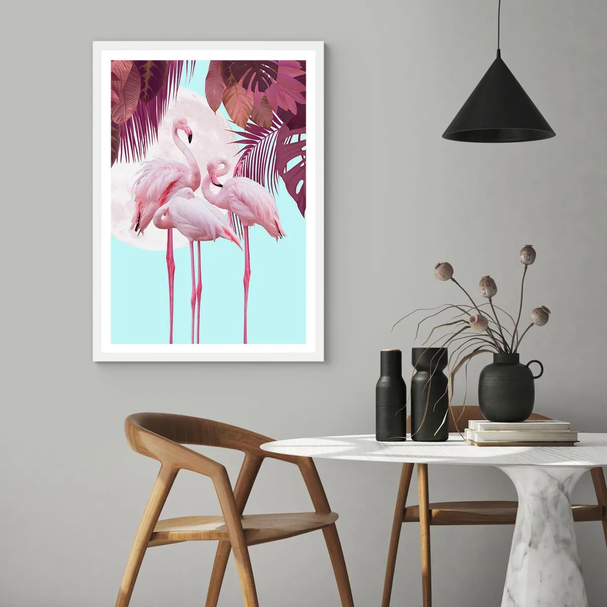 Poster in white frmae - Three Bird Graces - 50x70 cm