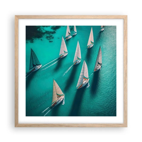 Poster in light oak frame - Competing with the Wind - 50x50 cm