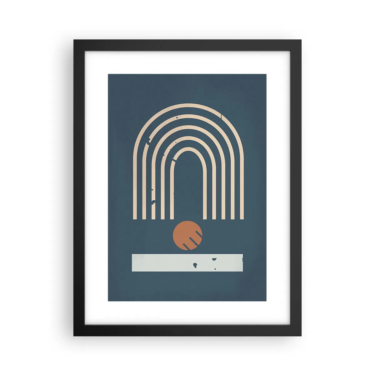 Poster in black frame - Geometry on Navy Blue - 30x40 cm