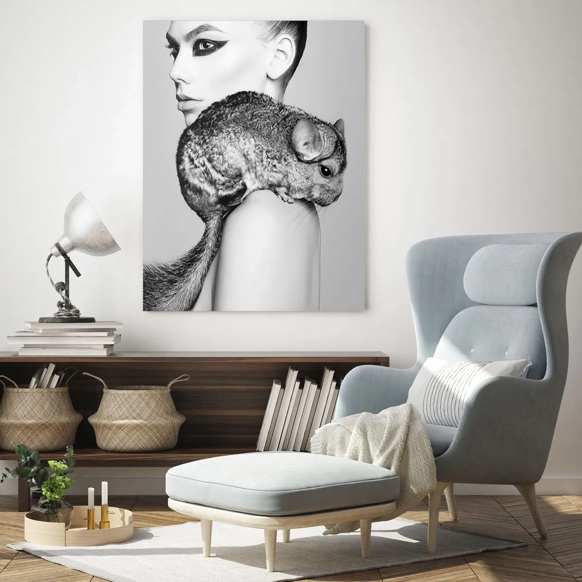 Glass picture - Lady with a Chinchilla - 50x70 cm