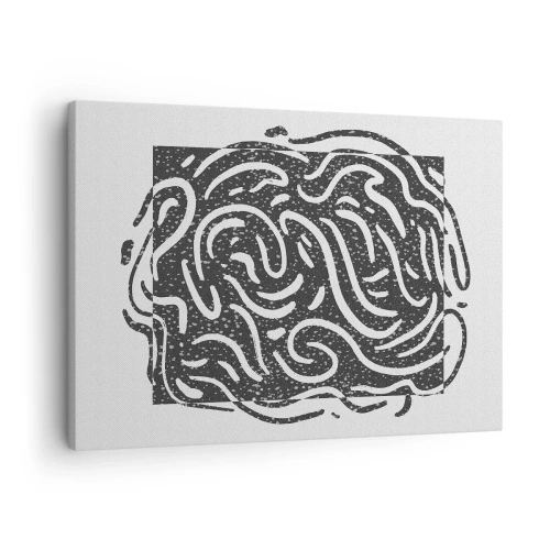 Canvas picture - Black and white abstraction in a geometric style - 70x50cm - Abstract: Dance of Joy - Modern wall decoration for the living room and bedroom ARTTOR