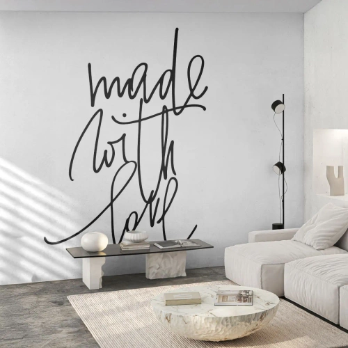 Photo Wallpaper Standard Eco - Modern calligraphy with the words 'Made with love' - 100x70cm - Best Brand - Modern wall decoration for the living room and bedroom ARTTOR