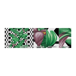 Photo Wallpaper Sample Premium Sand - Symmetrical Composition of Nature - Abstraction, Leaf, Flower - 100x30 cm