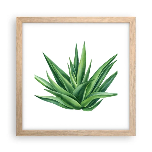 Poster in light oak frame - Green - Power - Life - 30x30 cm