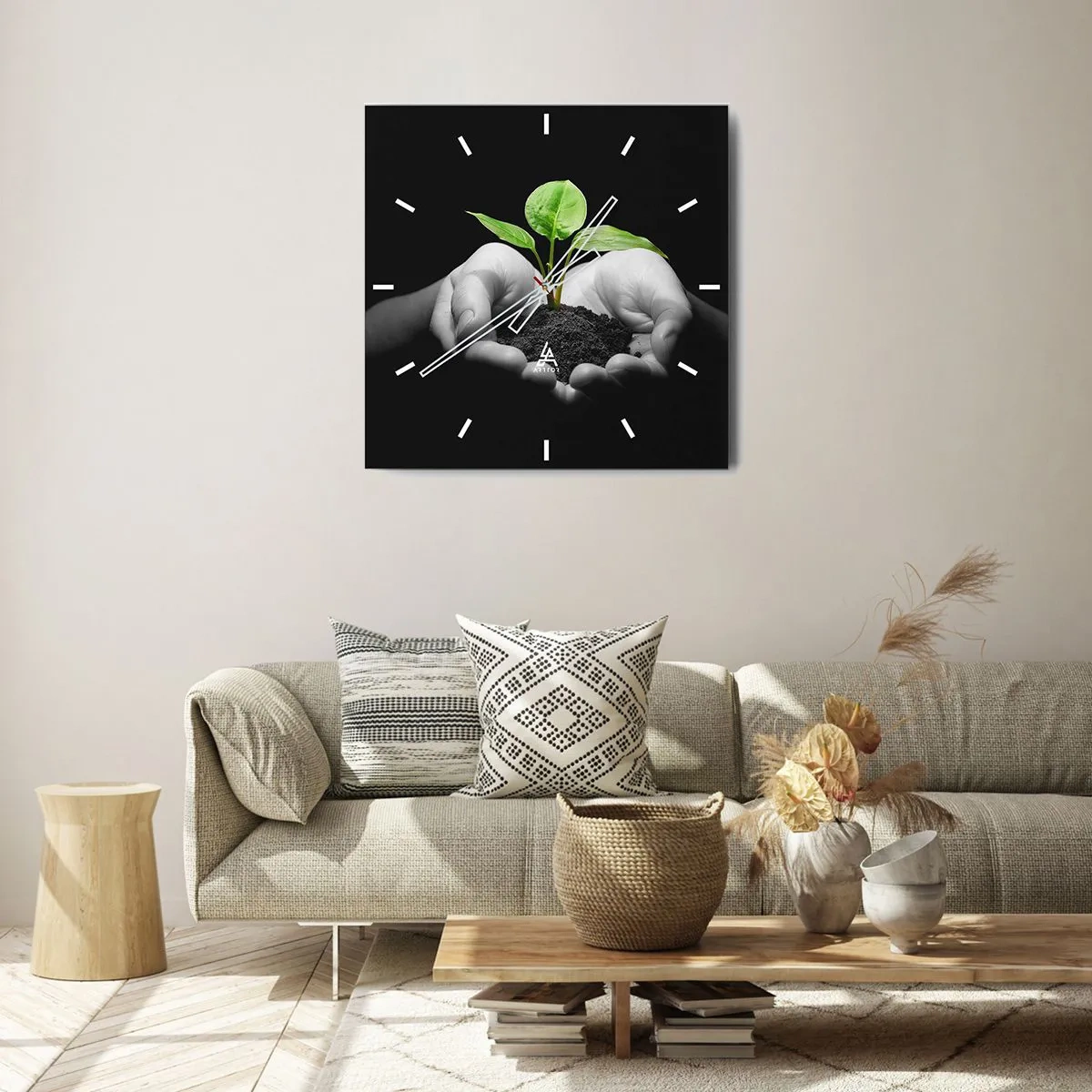 Wall clock - Clock on glass - I Love Nature, I Protect It - 30x30 cm