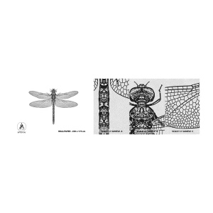 Photo Wallpaper Sample Premium Sand - Precision of Nature - Dragonfly, Insect, Minimalistic - 100x30 cm