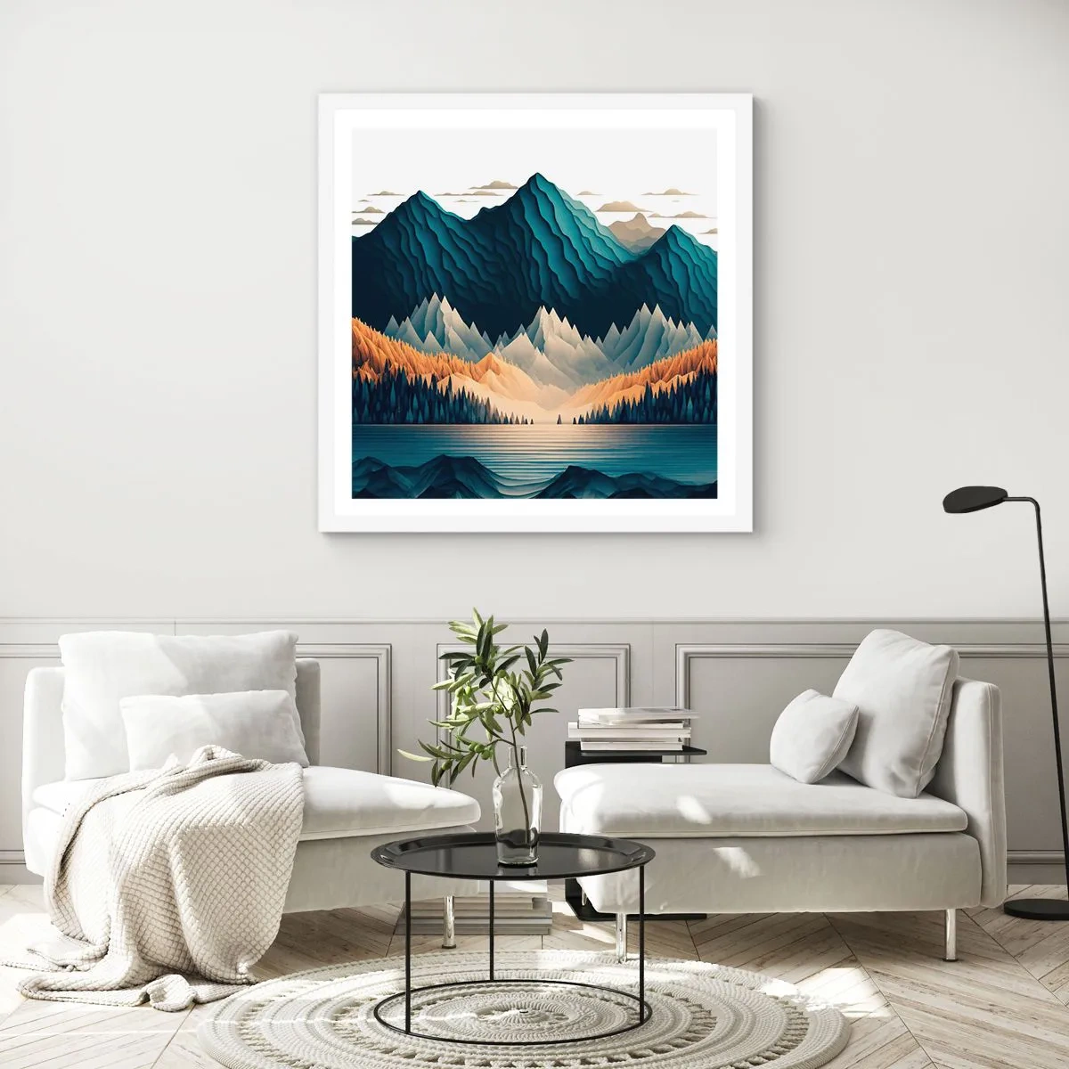 Poster in white frmae - Perfect Mountain Landscape - 30x30 cm