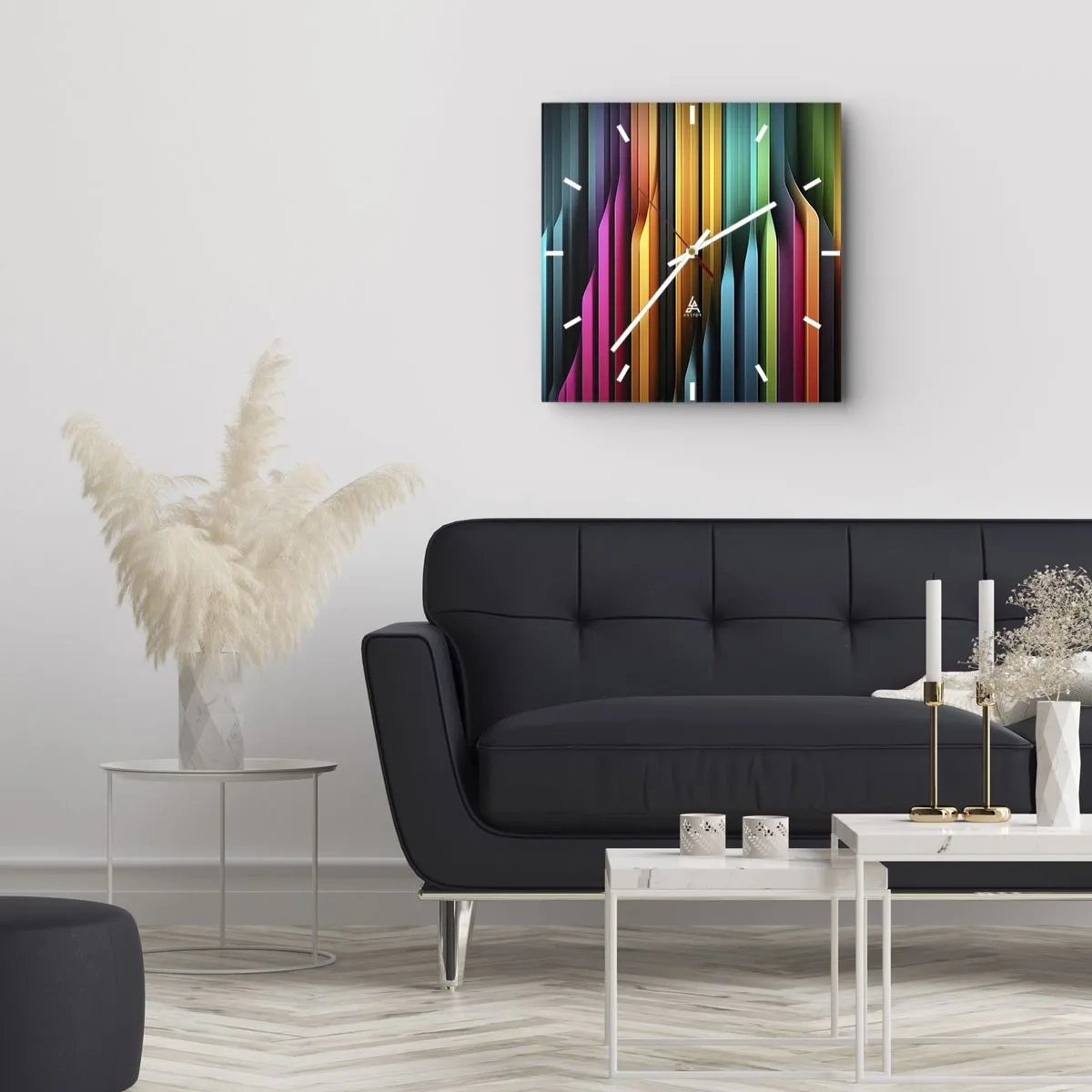 Wall clock - Clock on glass - Light Organs - 40x40 cm