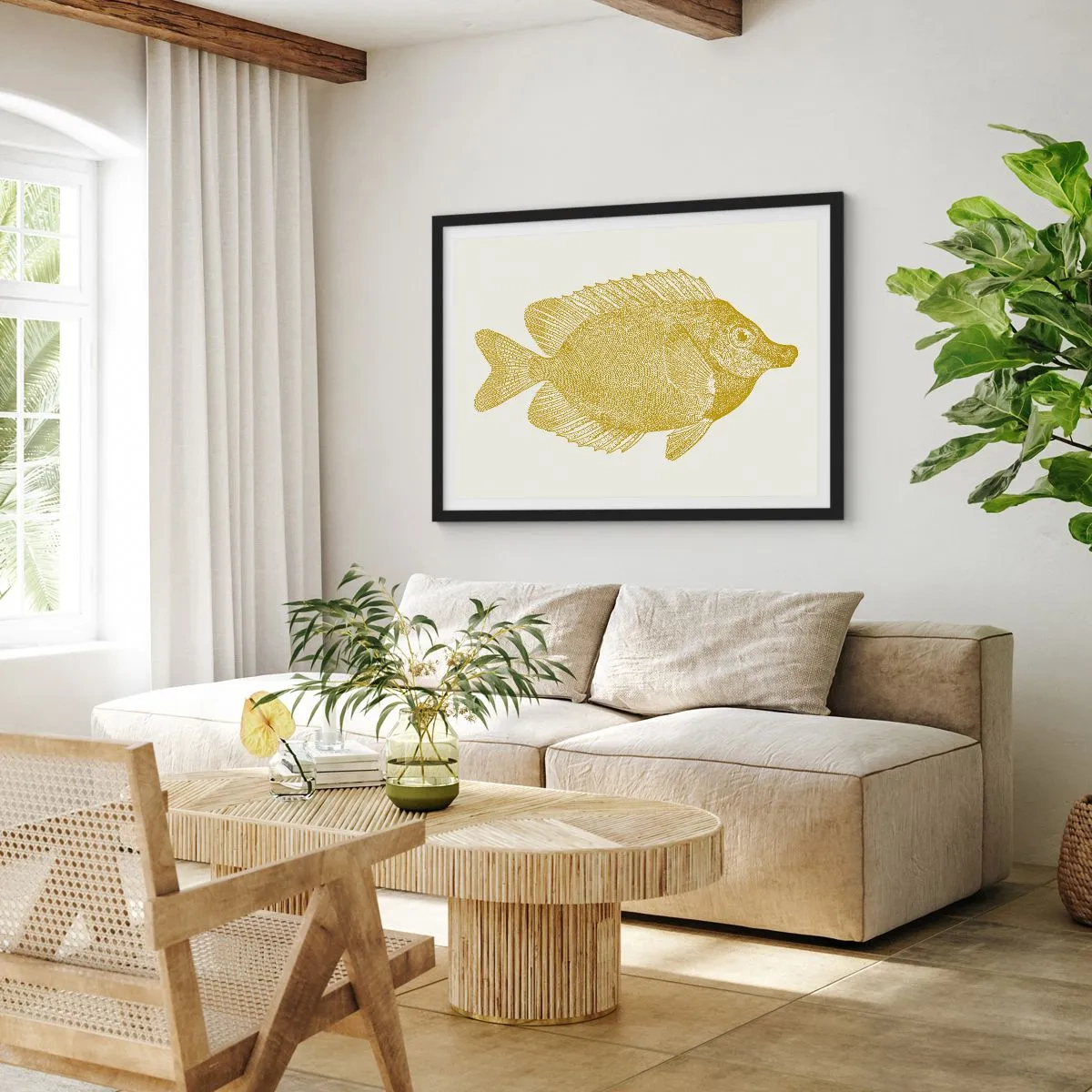 Poster in black frame - Just a Fish - 50x40 cm