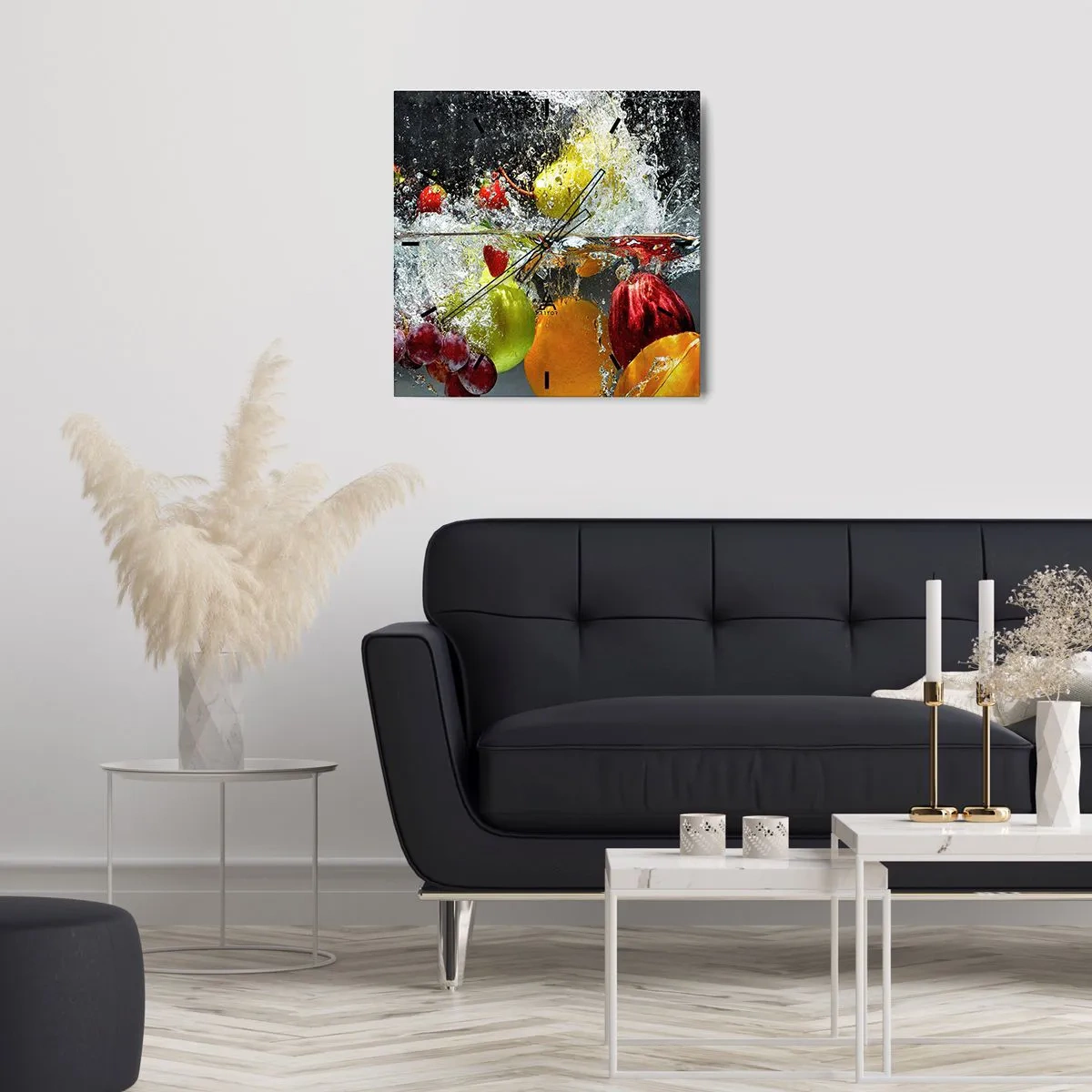 Wall clock - Clock on glass - Fruity Refreshment - 40x40 cm