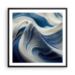 Poster in black frame - Fluidity of Blue and White - 60x60 cm
