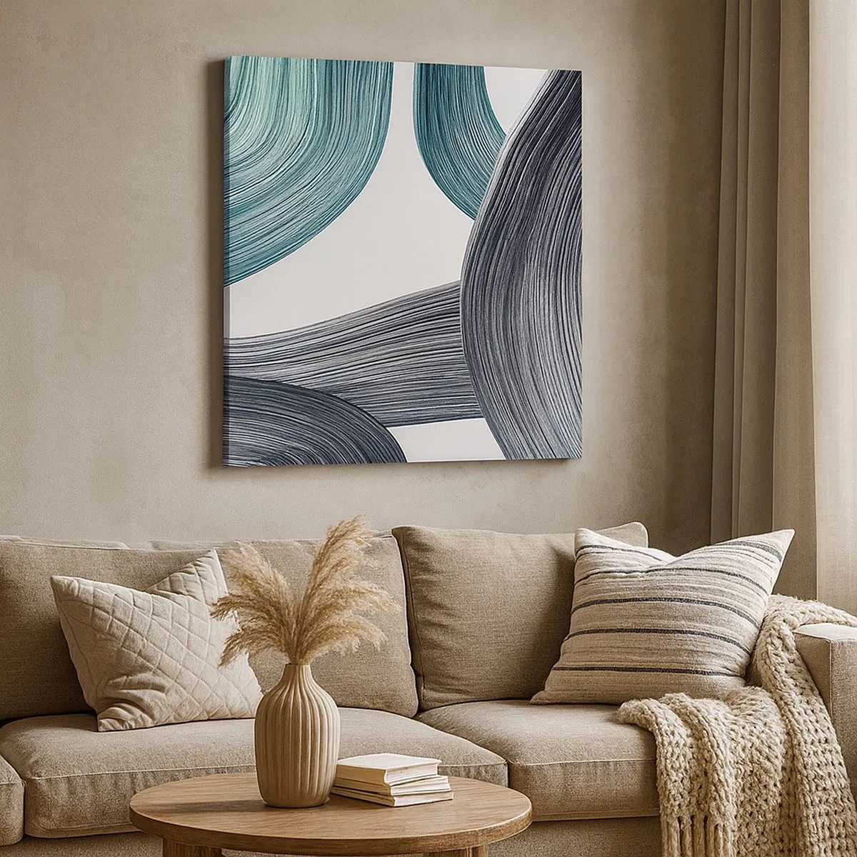 Canvas picture - Emerald and Black Trails - 30x30 cm