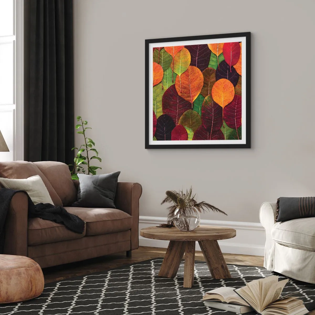 Poster in black frame - Autumn Mosaics - 60x60 cm