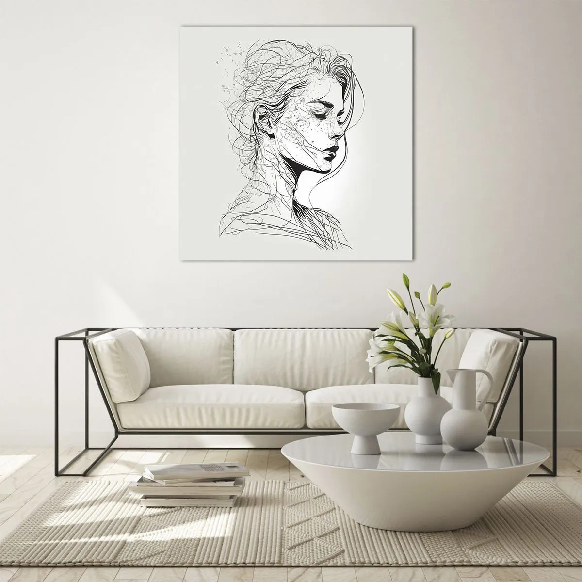 Glass picture - Portrait in Thoughts - 40x40 cm