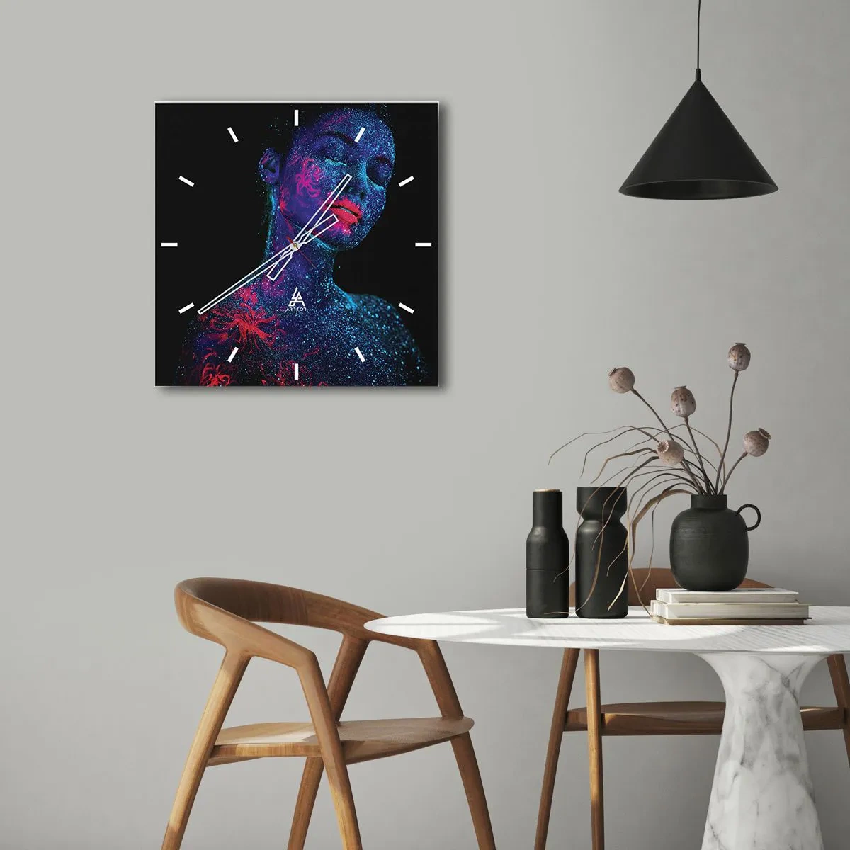 Wall clock - Clock on glass - In Stardust - 30x30 cm