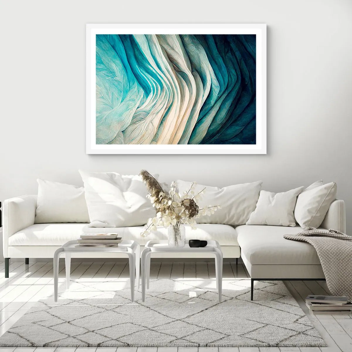 Poster in white frmae - Blue Insatiability - 70x50 cm