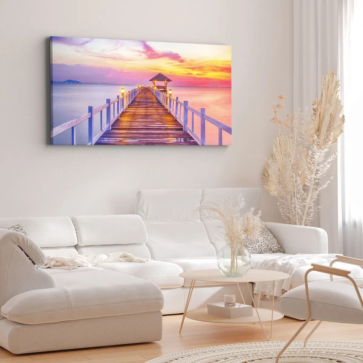 Canvas picture - Lilac and Gold Silence of an Evening - 90x30 cm