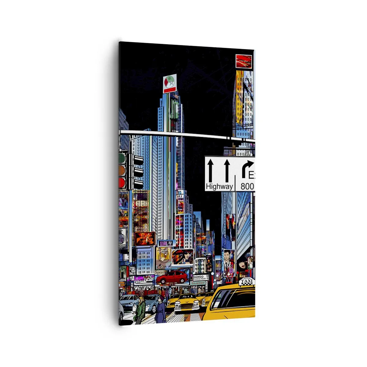 Canvas picture - Comic Night in a Big City - 65x120 cm