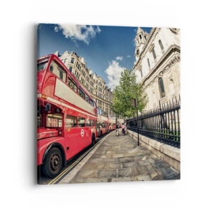 Canvas picture - London Street in Grey and Red - 40x40 cm