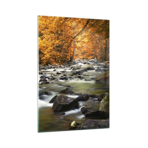 Glass picture - Brook in a Golden Forest - 80x120 cm