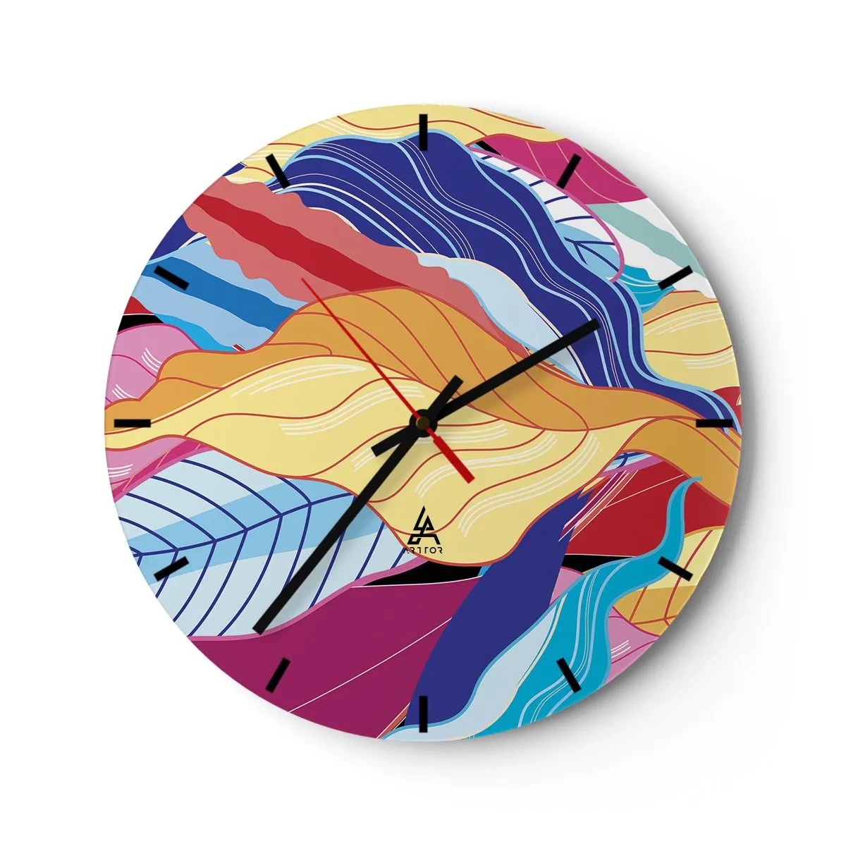 Wall clock - Clock on glass - Queen of Mess - 40x40 cm