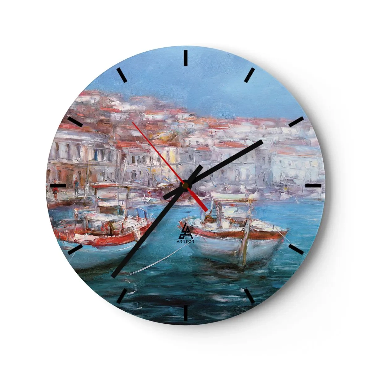 Wall clock - Clock on glass - Italian Bay - 40x40 cm