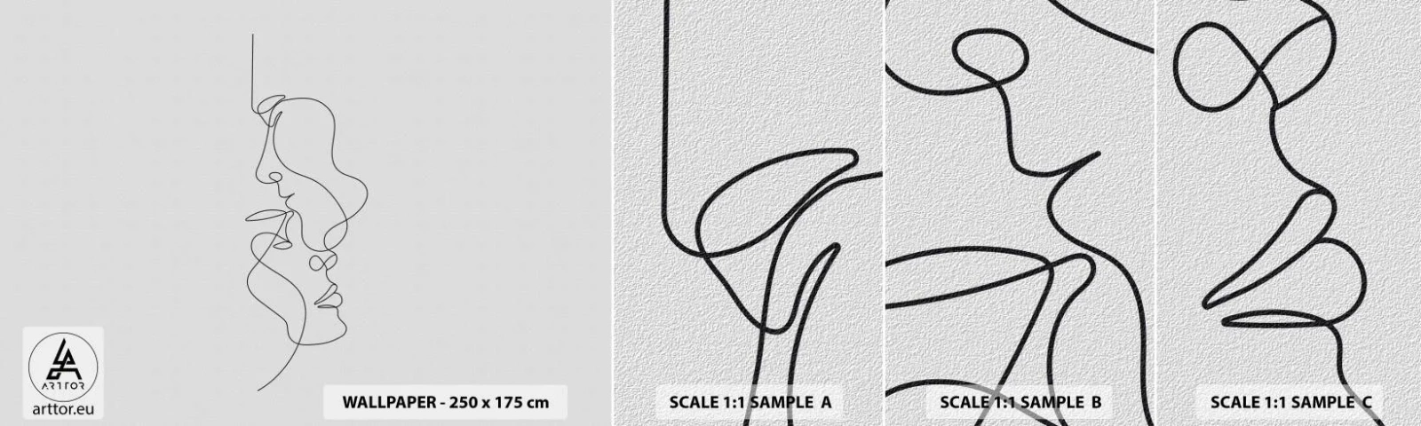 Photo Wallpaper Sample Standard Eco - Ardour of Desires - Graphics, Couple in love, Kiss - 100x30 cm