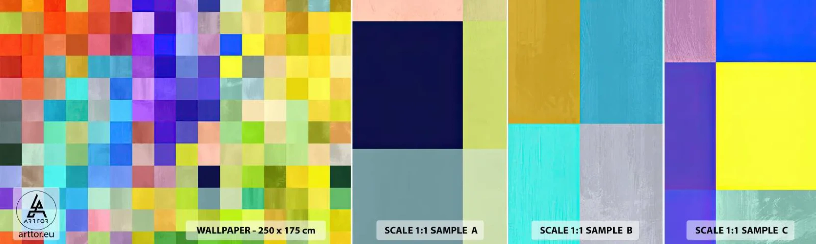Photo Wallpaper Sample Standard Eco - Each Different, All Equal - Abstraction, Squares, Piece - 100x30 cm