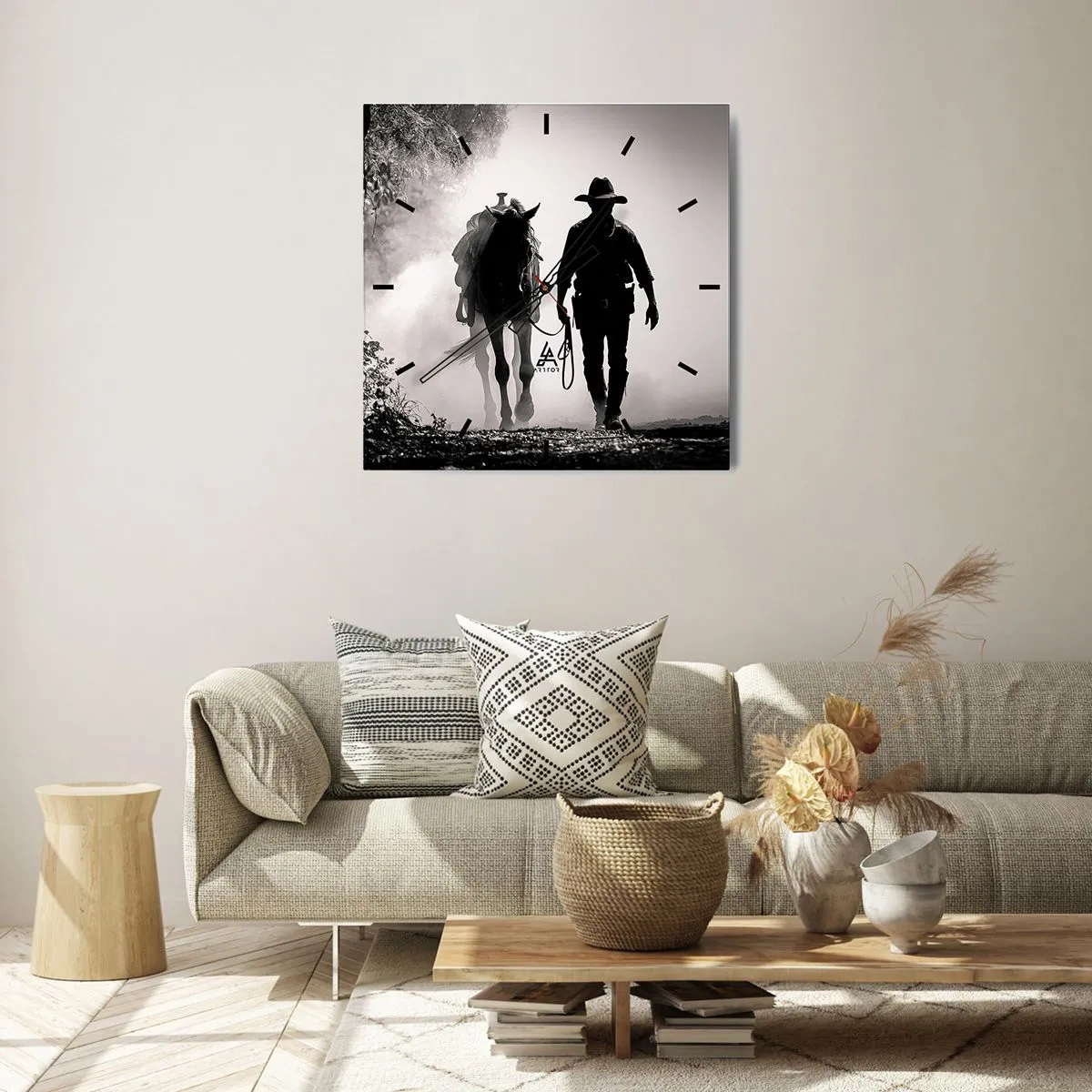 Wall clock - Clock on glass - Texan Morning - 30x30 cm