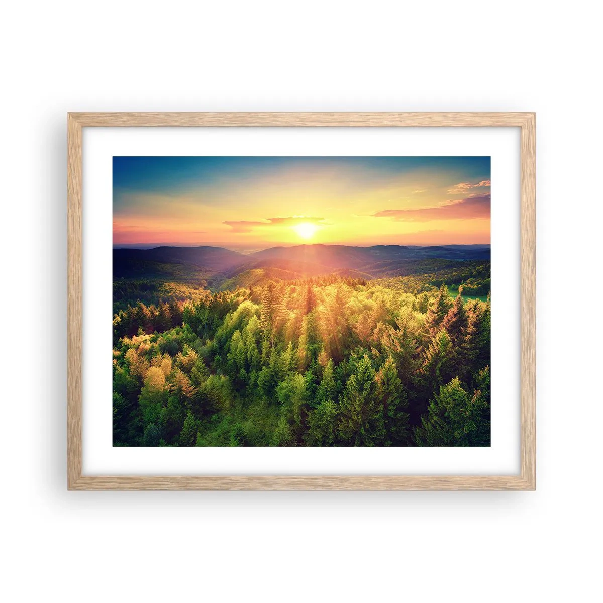 Poster in light oak frame - Peaks and Summits - 50x40 cm