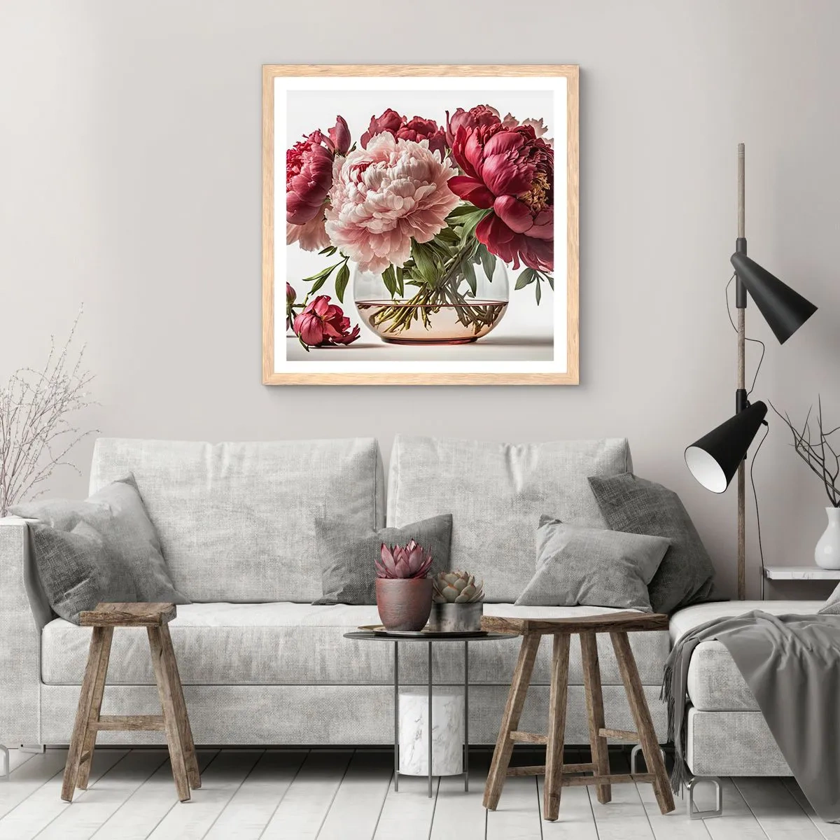 Poster in light oak frame - In Full Bloom of Beauty - 30x30 cm